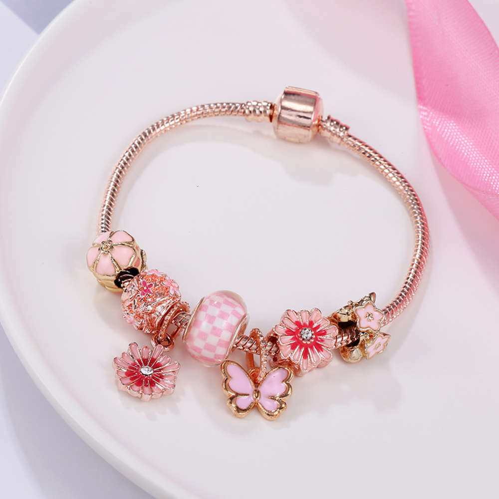

bracelet Fresh hand decoration pan family butterfly love flower string Daisy gold pendant bracelet Jewelry stall, Golden;silver