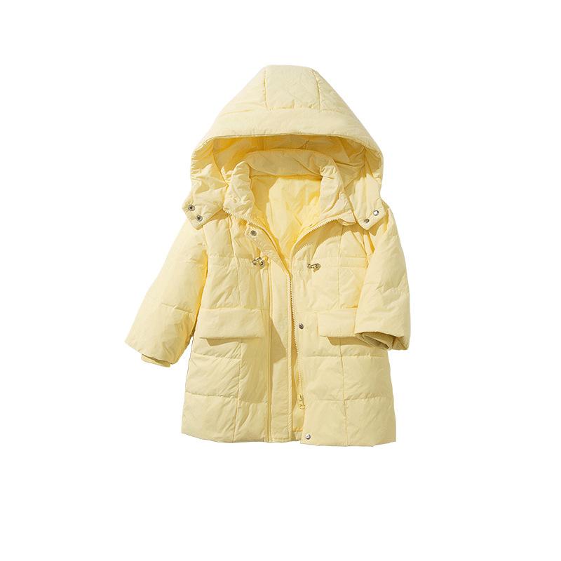 

Down Coat Children's Mid-Length Jacket Thick Hooded Winter Kid's Outerwear 5 Colors, Blue;gray