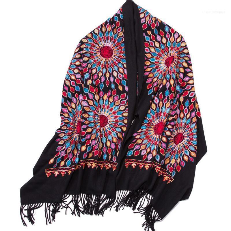 

Scarves Embroidered Colorful Floral Pattern Cashmere Rave Shawl Wrap Stole Scarf Headscarf 350g 66X200cm1