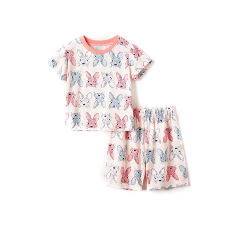 

Kids Toddler Baby Girls Loungewear Set Easter Short Sleeve Cartoon Print T-Shirts Shorts 2Pcs Summer Casual Clothes Clothing Sets, White
