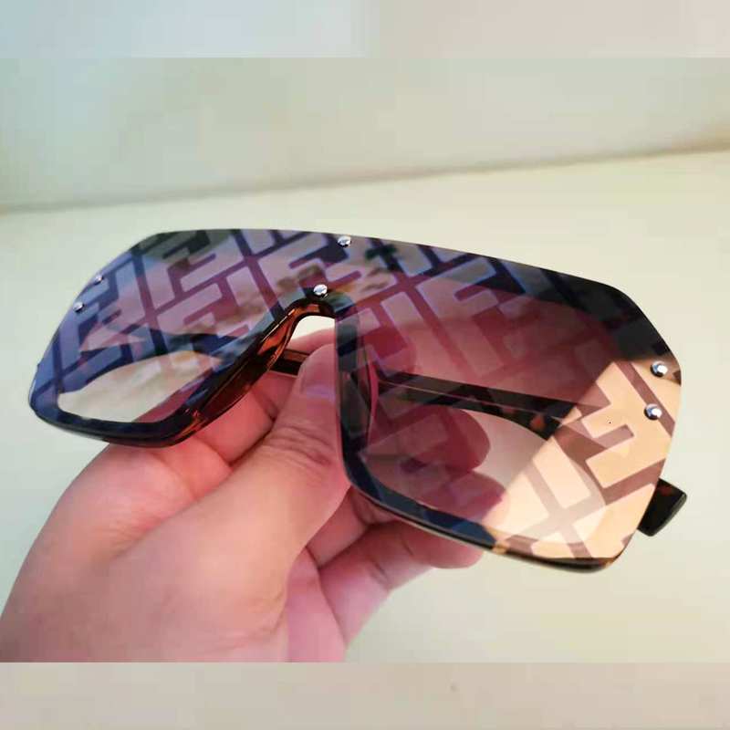 

sunglasses one-piece sunglasses women letter ff integrated s color film reflective male square frame round, White;black