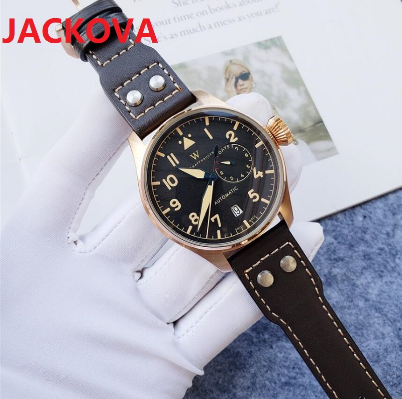 

5A Mens Full Functional Quartz Watches 44mml High Quality Genuine Soft Calf Leather Watch All Dials Working Classic Wristwatches, As pic