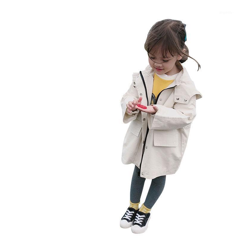 

Coat 2021 Autumn Winter Girls' Windbreaker Jacket Children's Korean Baby Girl's Kids Overcoat Long Sleeve Casual Tunic, Blue;gray
