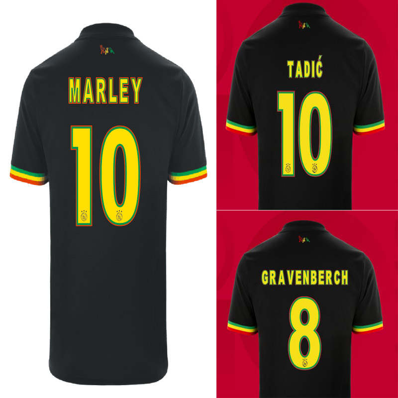 

Ajaxes Bob Marley Soccer Jerseys TADIC BERGHUIS HALLER Third black Kit BLIND NERES CRUYFF KLAASSEN GRAVENBERCH 2022 football shirts men kids sets uniforms A128, Pink