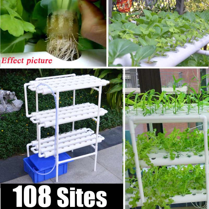 

Planters & Pots 108/36 Holes Hydroponic Piping Site Grow Kit Water Culture Planting Box Garden System Nursery Pot Rack 220V