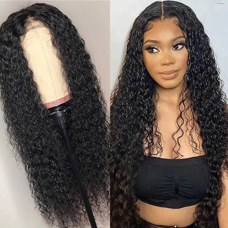 

new female fluffy 2021 small long curly wig set, Black