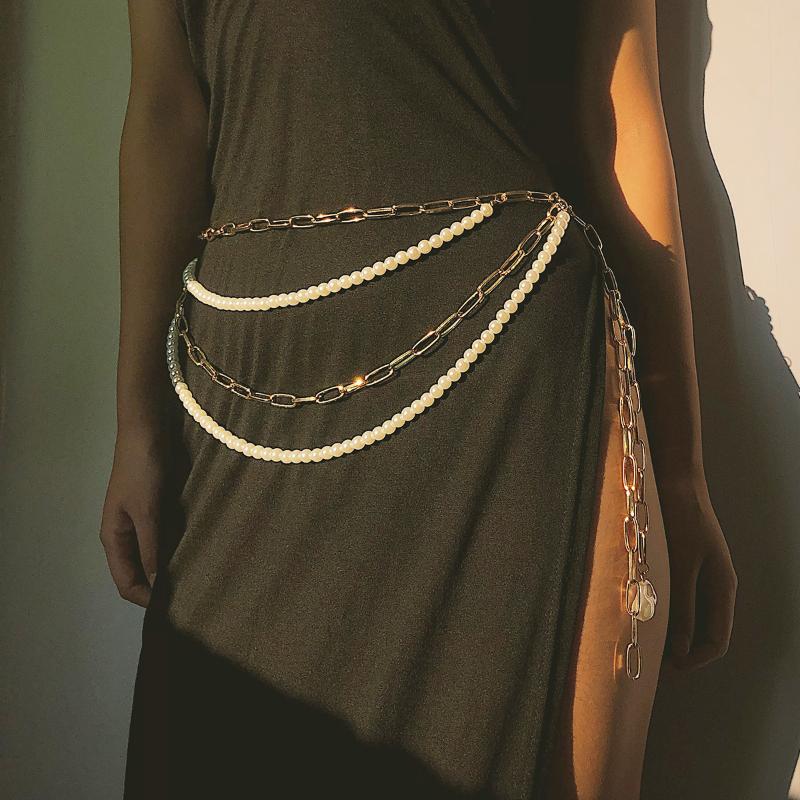 

Pins, Brooches European And American Jewelry Cool Tassled U-Shaped Body Chain Women's Elegant Multi-Layer Geometric Simple Faux Pearl, Gray