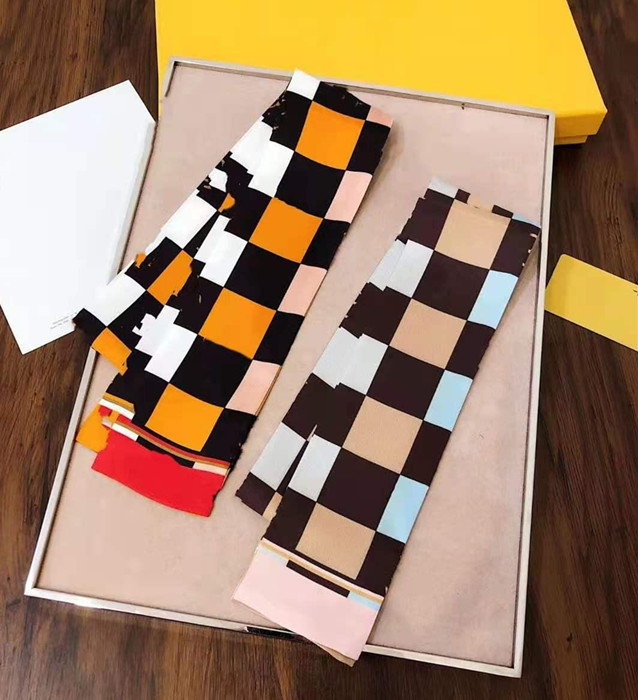 

Wholesale Beautiful Silk HANDBAG scarf Headbands women letter flower scraves Top grade bag hair Bands 8x120cm Fashionable joker small ribbon