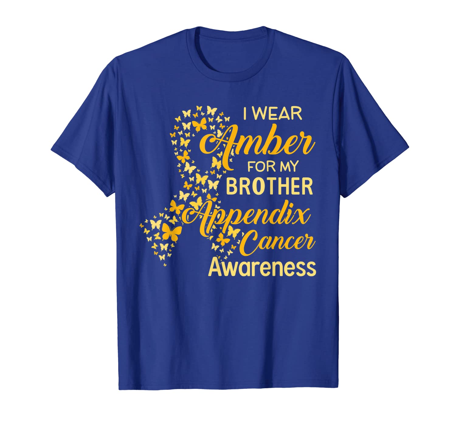 

i wear amber for my brother appendix cancer awareness tshirt, White;black