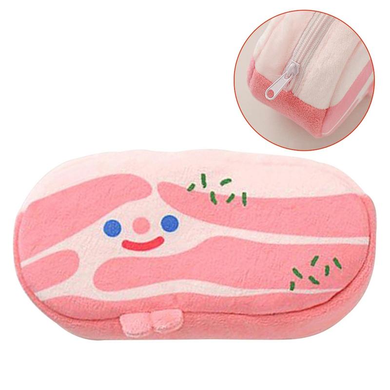 

Cosmetic Bags Pork Belly Pattern Zebra Bacon Student Cute Female Personality Creative Funny Plush Pencil Case
