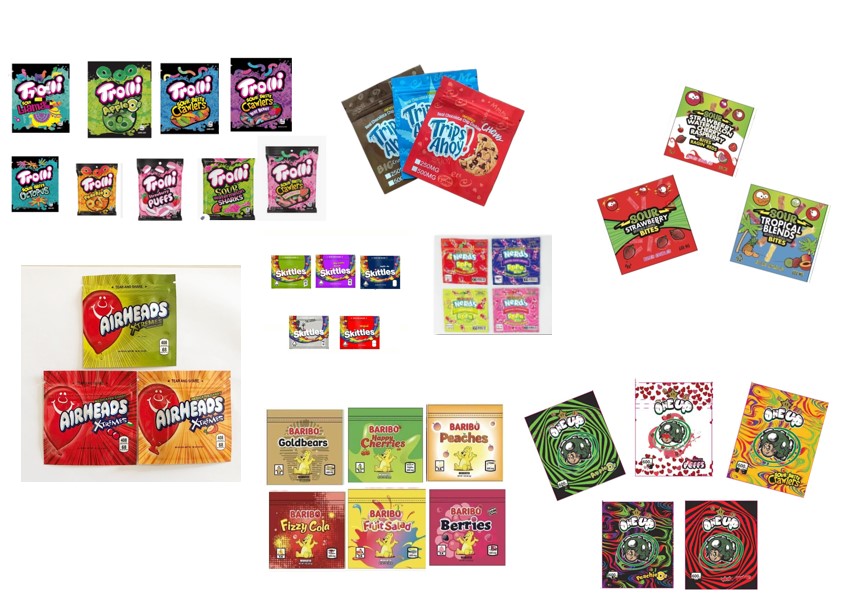 

Trolli Trilli Baribo Trips Ahoy Cookies Mylar Bag Package 600mg one up sour edibles bites Smellproof packaging Bags for gummies