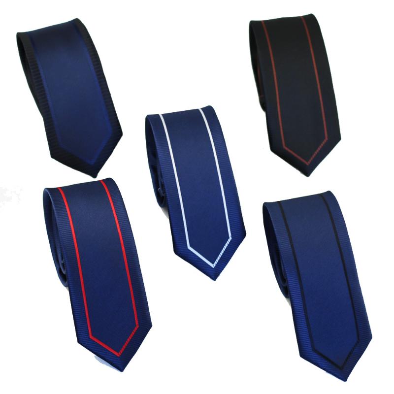 Neck Ties Coachella Border Stripe Necktie Microfiber Fashion Skinny Tie 6cm Blue Black-image-703284614