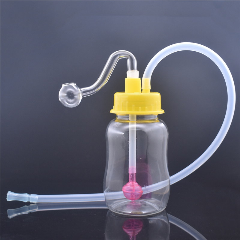 mini protable plastic Mini drink bottle Bong Water pipe oil water pipe for smoking with glass oil bowl-image-441027977