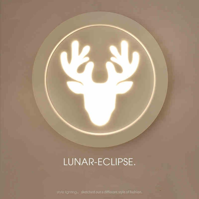 

Nordic Creative Deer Pattern Led Wall Lamp Art White Designer Study Light Coffee Shop Bedroom Lights