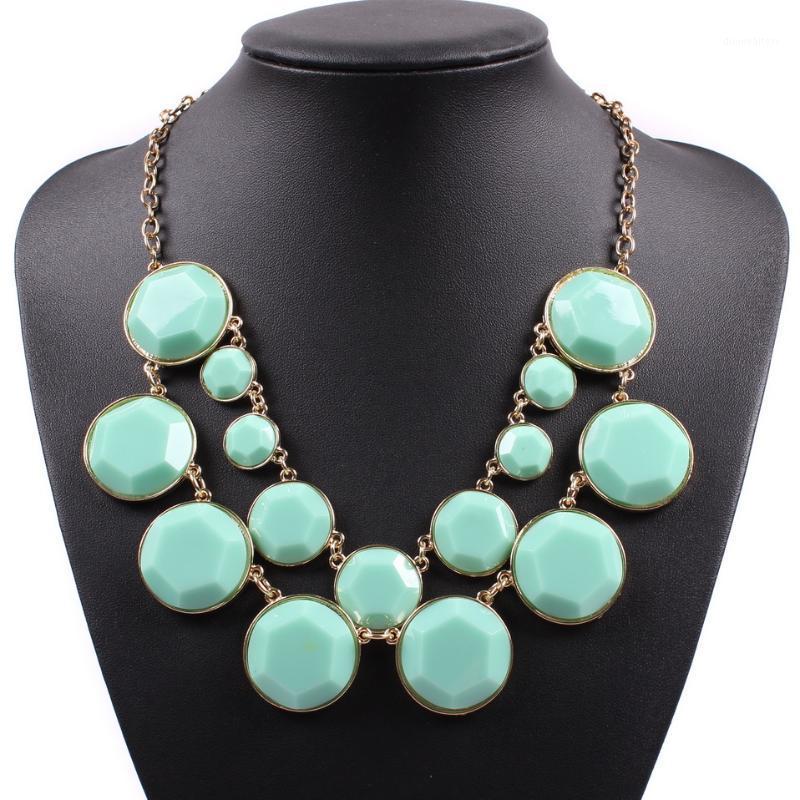 

Gold Color Chain Resin Geometric Pendant Necklace For Women Statement Chunky Bib Handmade Jewelry Wholesale Chains
