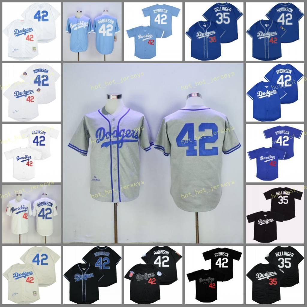 

Retired 42 Jackie Robinson Baseball Jersey 35 Cody Bellinger 1955 1995 Vintage Retro Cooperstown Mesh Stitched Pullover, Blue;black