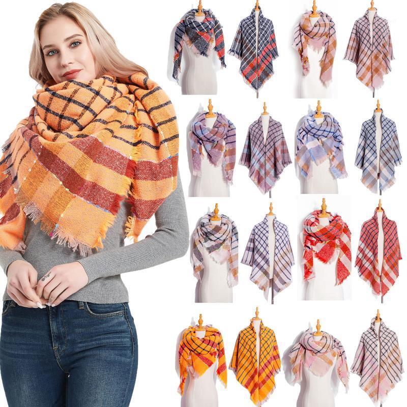 

Scarves Design Spring Winter Women Scarf Warm Shawls Fashion Neck Warmer Wrap Foulard Femme Casual Square Tassel Shawl, Blue;gray