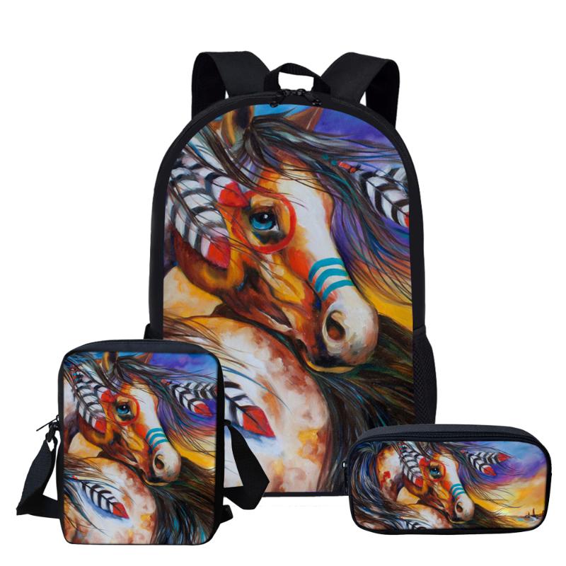 Cool Horse 17" Backpack School Bag Satchel Rucksack Book Bag for Boys Girls Gift 