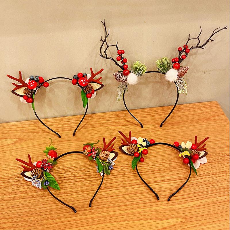 

Hair Accessories 2021 Year Women Girls Cartoon Christmas Antlers Hairbands Sweet Decorate Headband Novelty
