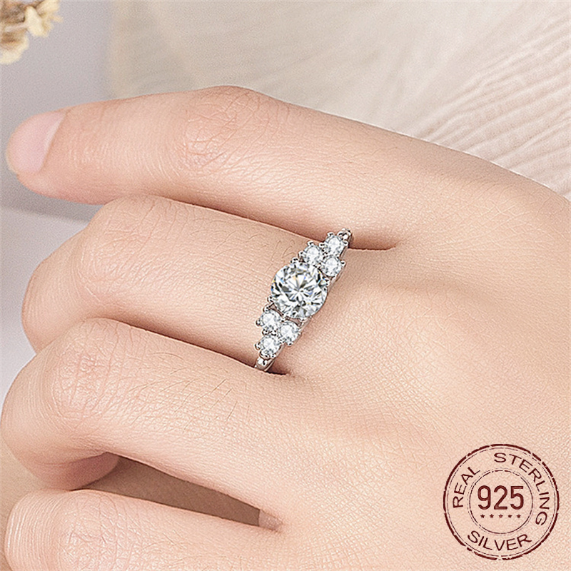 

Fashion Women Wedding Ring Cute Round 7mm CZ Zircon Silver 925 Jewelry Dropshipping
