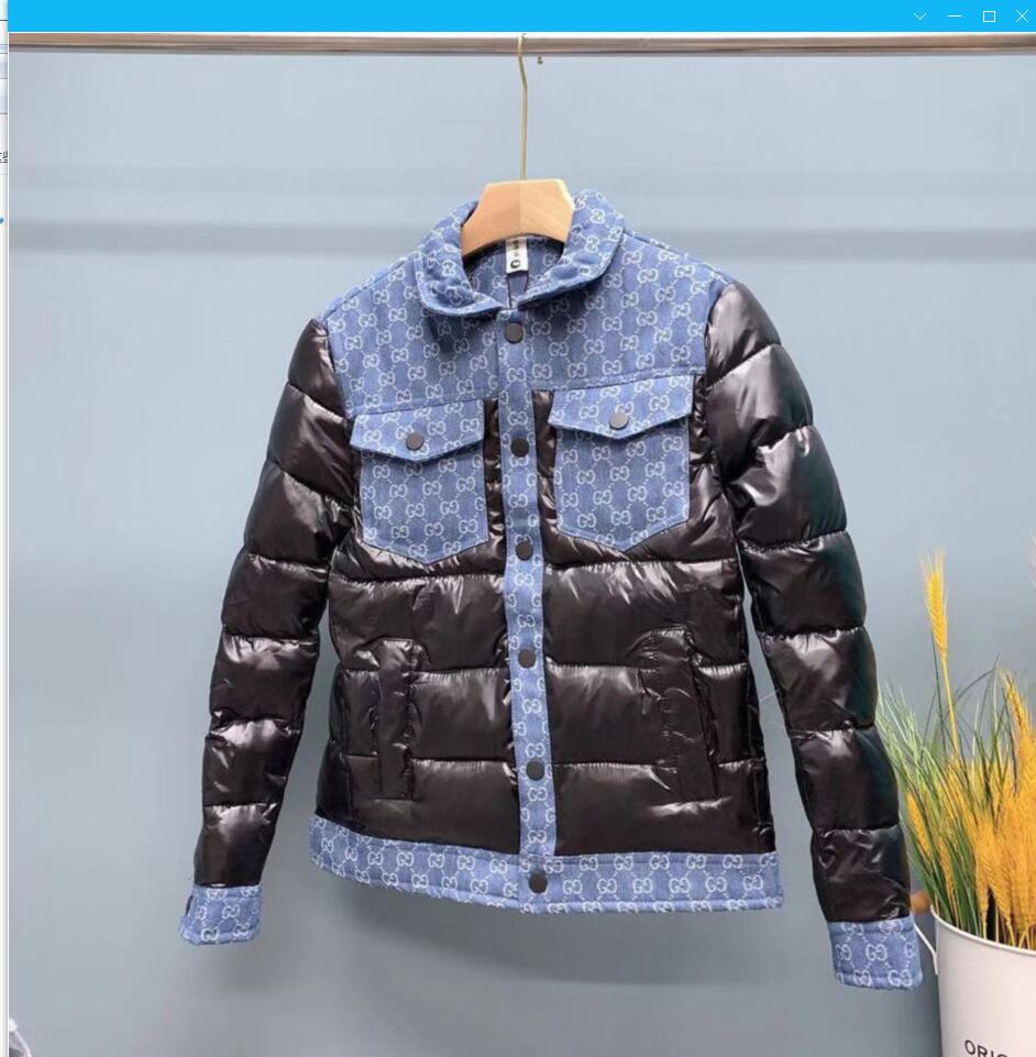 

Men's Jacket Winter Coat Cotton Windbreaker duck down Splicing denim letter printing Thick Warm High Quality parka puffer jackets Casua, Black