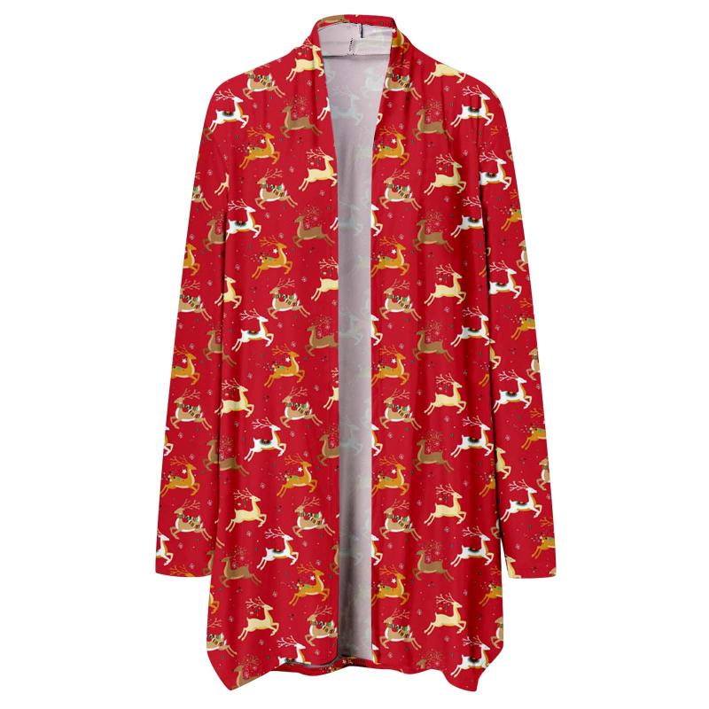

Women' Knits & Tees Christmas Print Cardigan Jacket Loose Fashion Top Casual Long Sleeves Keep Warm, Black