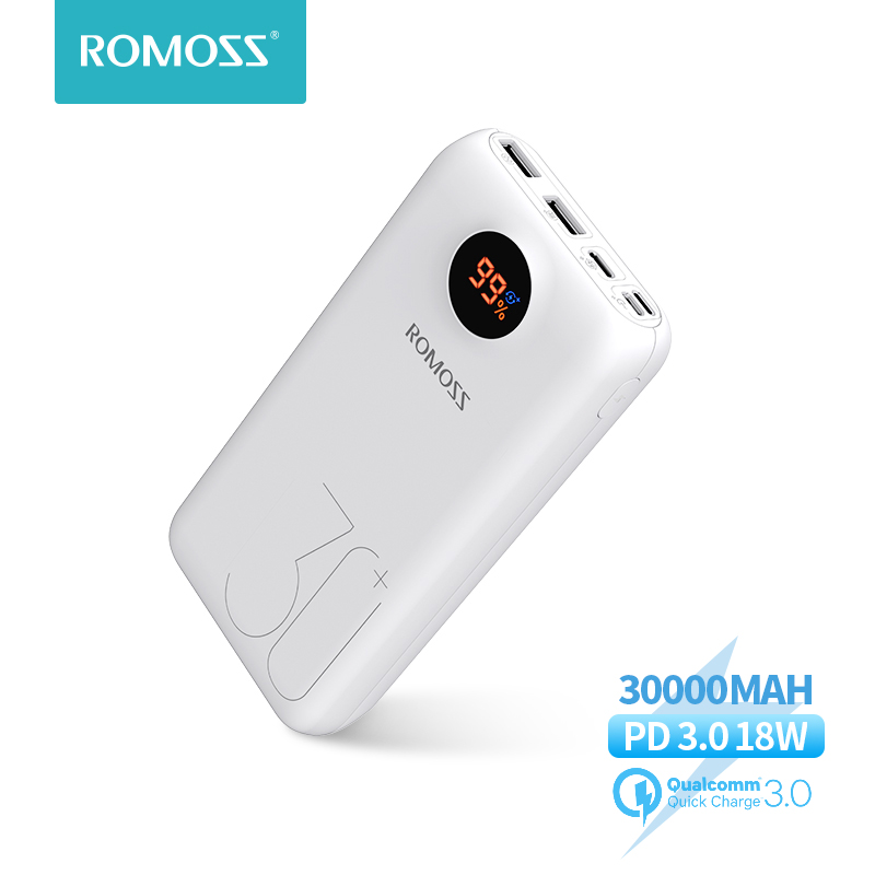 

ROMOSS SW30 Pro Power Bank 30000mAh PD QC 3.0 Quick Charge Powerbank Portable External Battery LED Display For iPhone 13 Xiaomi