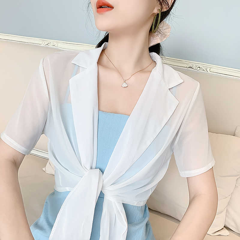 

Blouse Women V-neck Chiffon Blouse Shirt Summer Tops Short Sleeve White Blouse Women Tops Shirts Blusas Camisas Mujer D175 210602