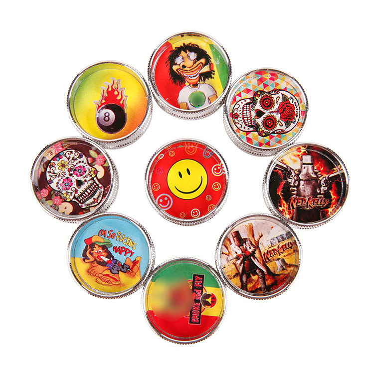 

Smoke grinders herb metal 30mm 2 layer tobacco grinder for smokingZinc alloy mixed pattern is small and portable