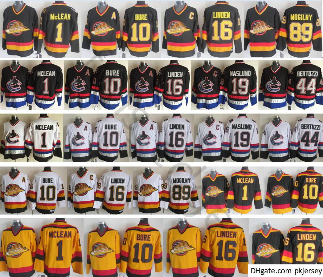 

Vancouver Canucks Winter Classic Men #1 Kirk Mclean 16 Trevor Linden 10 Pavel Bure 19 Markus Naslund 44 Todd Bertuzzi Ice Hockey Jerseys, Black;red