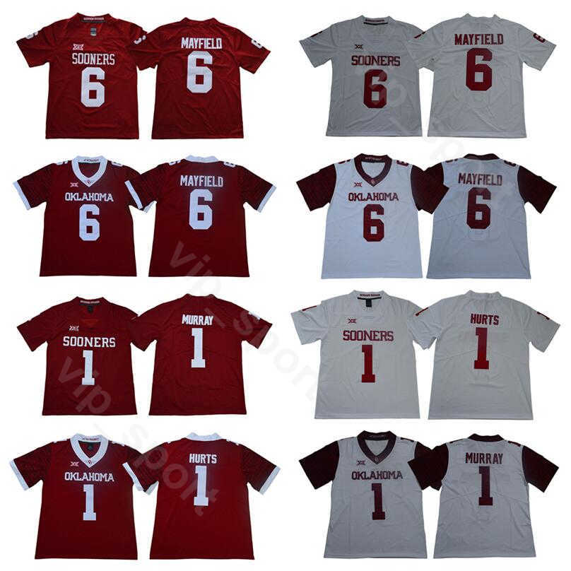 

College Football 6 Baker Mayfield 1 Kyler Murray 1 Jalen Hurts 28 Adrian Peterson Oklahoma Sooners Jerseys Stitched University Red White, 6 red