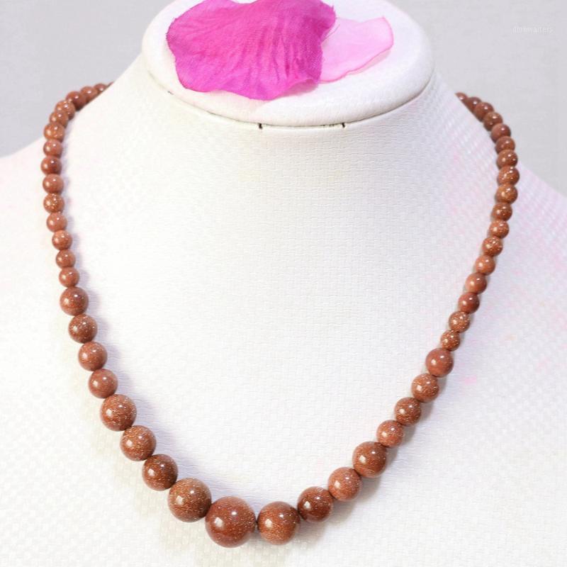 

Natural Gold-color Stone Sandstone 6-14mm Round Beads Diy Necklace For Women Chain Choker Jewelry 18inch B614 Chains