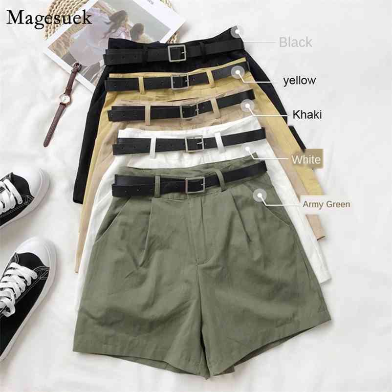 

Loose Wide Leg Womens Shorts Short Summer High Waist Casual Belt All-match For Mujer 10838 210518, White