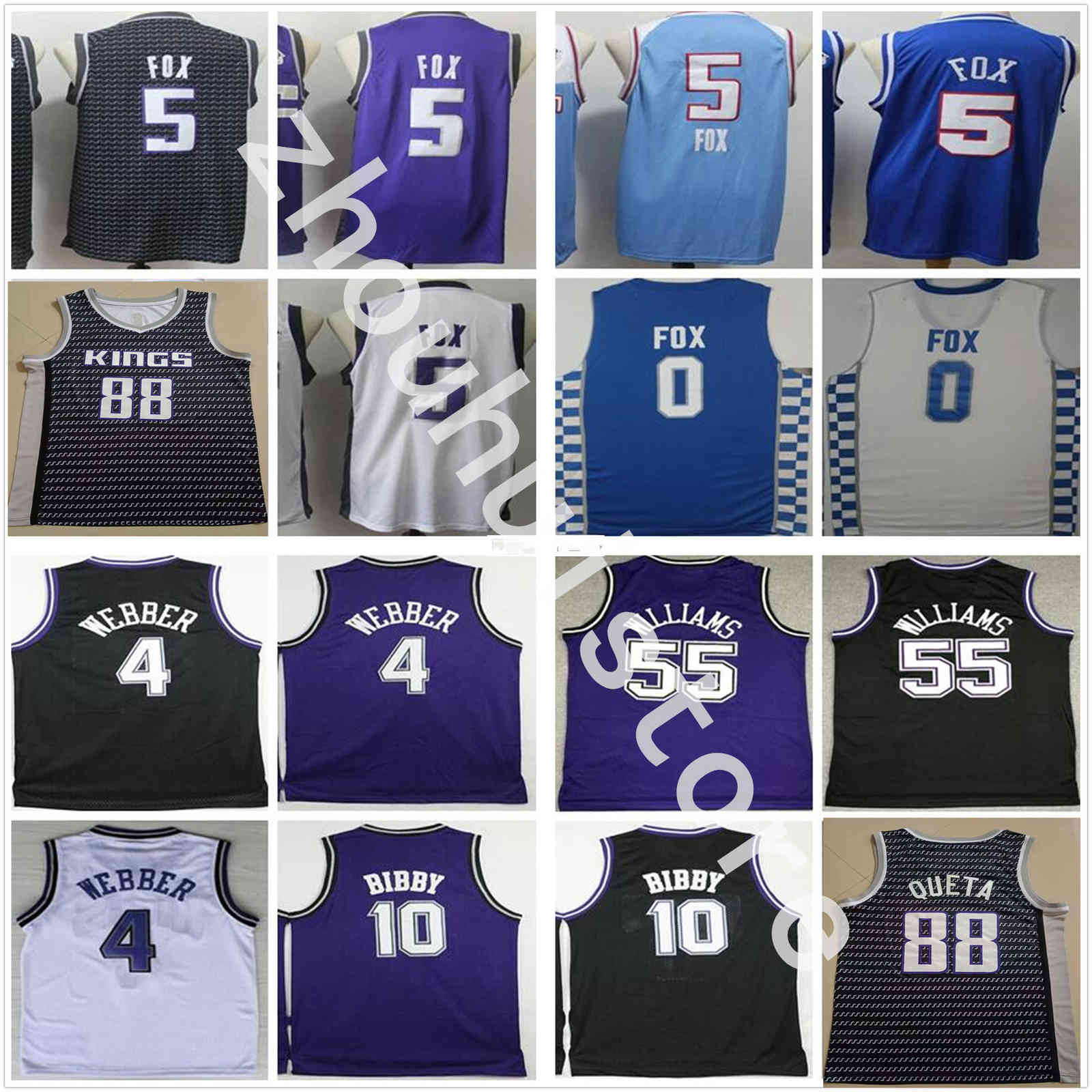 

Men SacramentoKingsBasketball Jersey 88 Neemias Queta DeAaron 5 Fox 4 Webber Mike 10 Bibby Jason 55 Williams Stitchednba&#, Black;red