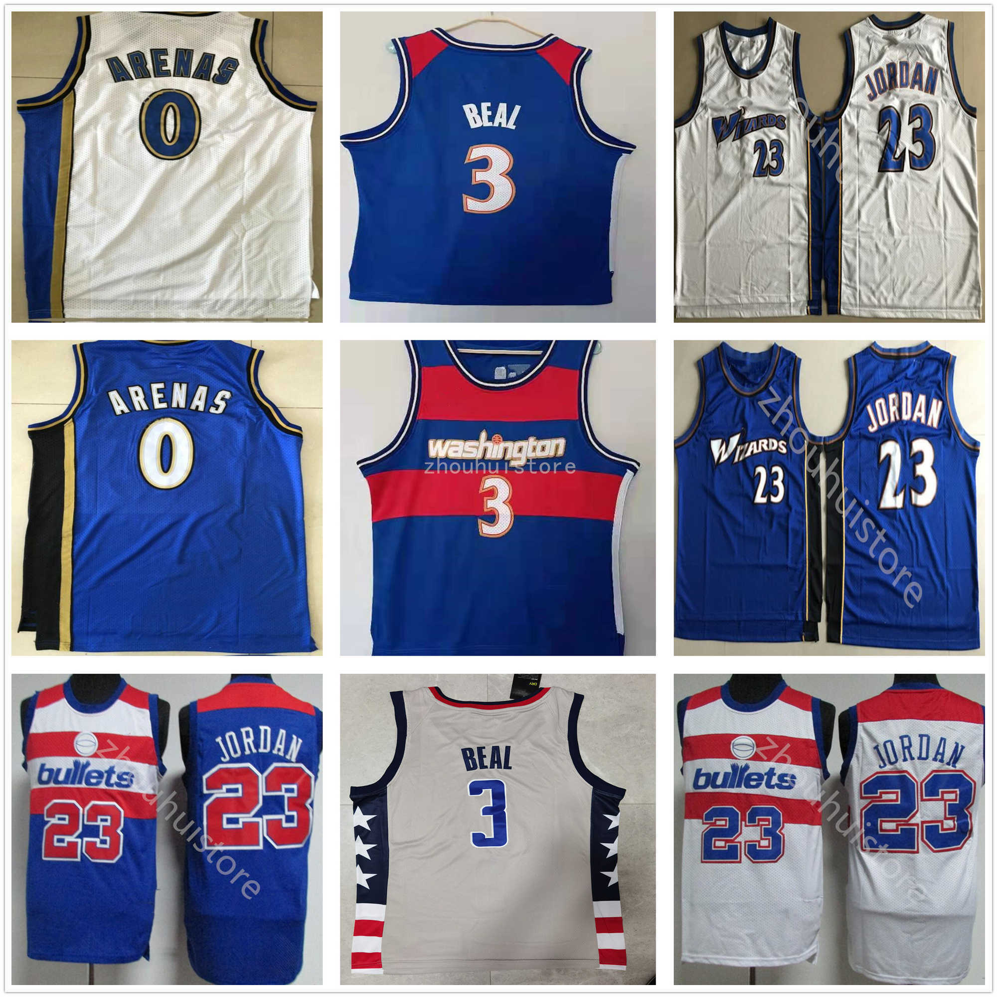 

2021/22 Mens 75th City Bradley 3 Beal Basketball Jersey Gray Red Blue White #Michael 23 Cheap Retro Vintage Gilbert 0 Arenas Basketball Jersey, Wine red