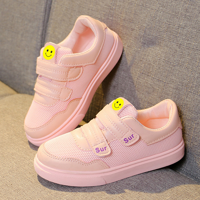 

Autumn And Summer 2021 Cute Versatile Pattern sneakers Girl's Little White Shoes Boy's Casual Velcro, Black;red