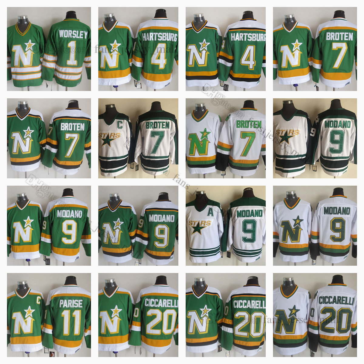 

Vintage CCM Buffalo Sabres Ice Hockey Jerseys 9 Mike Modano 7 Neal Broten 1 Gump Worsley 4 Craig Hartsburg 11 J.P. PARISE 20 Dino Ciccarelli 22 Brett Hull 23 Brian Bellows, Same as picture