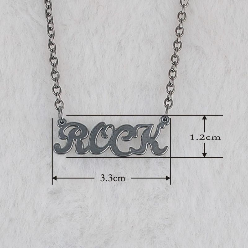 

Pendant Necklaces Fashion ROCK Letter Trendy Necklace, Silver
