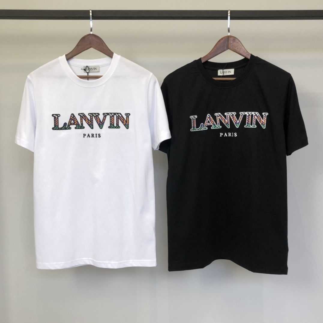 

New products on the shelf star the same 2022 spring and summer Lanvin letter gradient embroidered letter short sleeve T-shirt is versatile, White