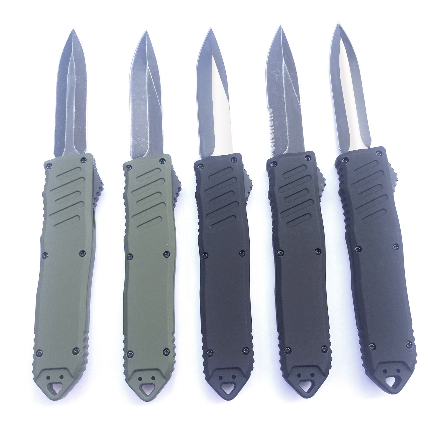 

wholesale Zinc-aluminum alloy handle defense automatic knife lightweight shank sturdy spring black blade tactical folding knife