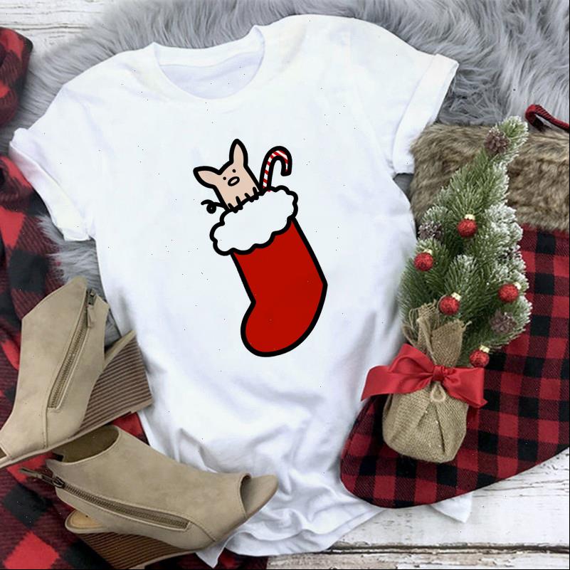 

Cute Womens T Shirts Cartoon Reindeer Suitable All Seasons Woman Tshirts Christmas Vogue Harajuku Short Sleeve Tops Tee, White