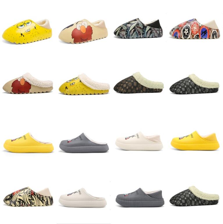 

2021 Top quality SLRN slipper sandals Graffiti Desert Sand Triple Resin west Slide Foam Runner Sesame Street pattern pure core Keep warm winter Slippers size 36-46, Box