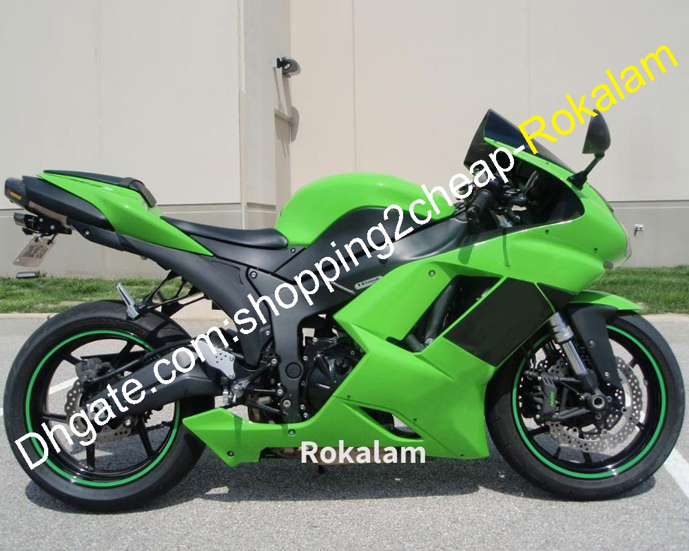 Carénages de course personnalisés pour Kawasaki ZX 6R 07 08 Ninja ZX6R 2007 2008 ZX-6R Pièces de carrosserie de moto vertes adaptées (moulage par
