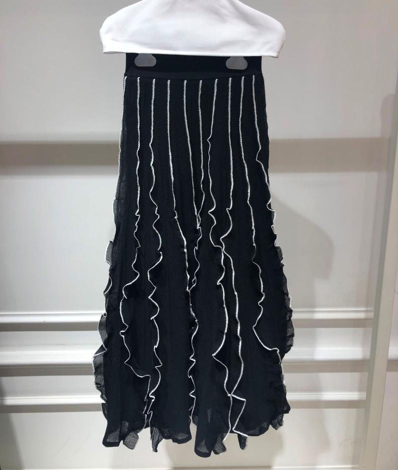 

Skirts 2021 Ruffled Knit Half Skirt Wild Casual Elegant Dress, Black