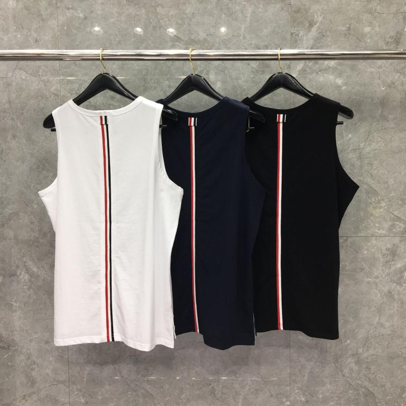 

Men's Tank Tops 2021 Fashion Brand Vest Men Summer Casual Elasticity Slim Fit Cotton Solid Striped Sleeveless Clothing, Black
