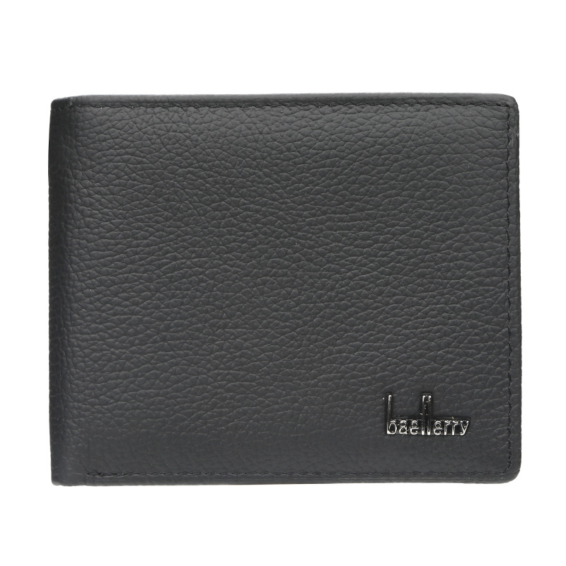 

Men Wallets Baellerry Leather Classic Free Name Engraving Zipper Purse Man Card Horder Famous Quality Male Wallet For Boy, Black