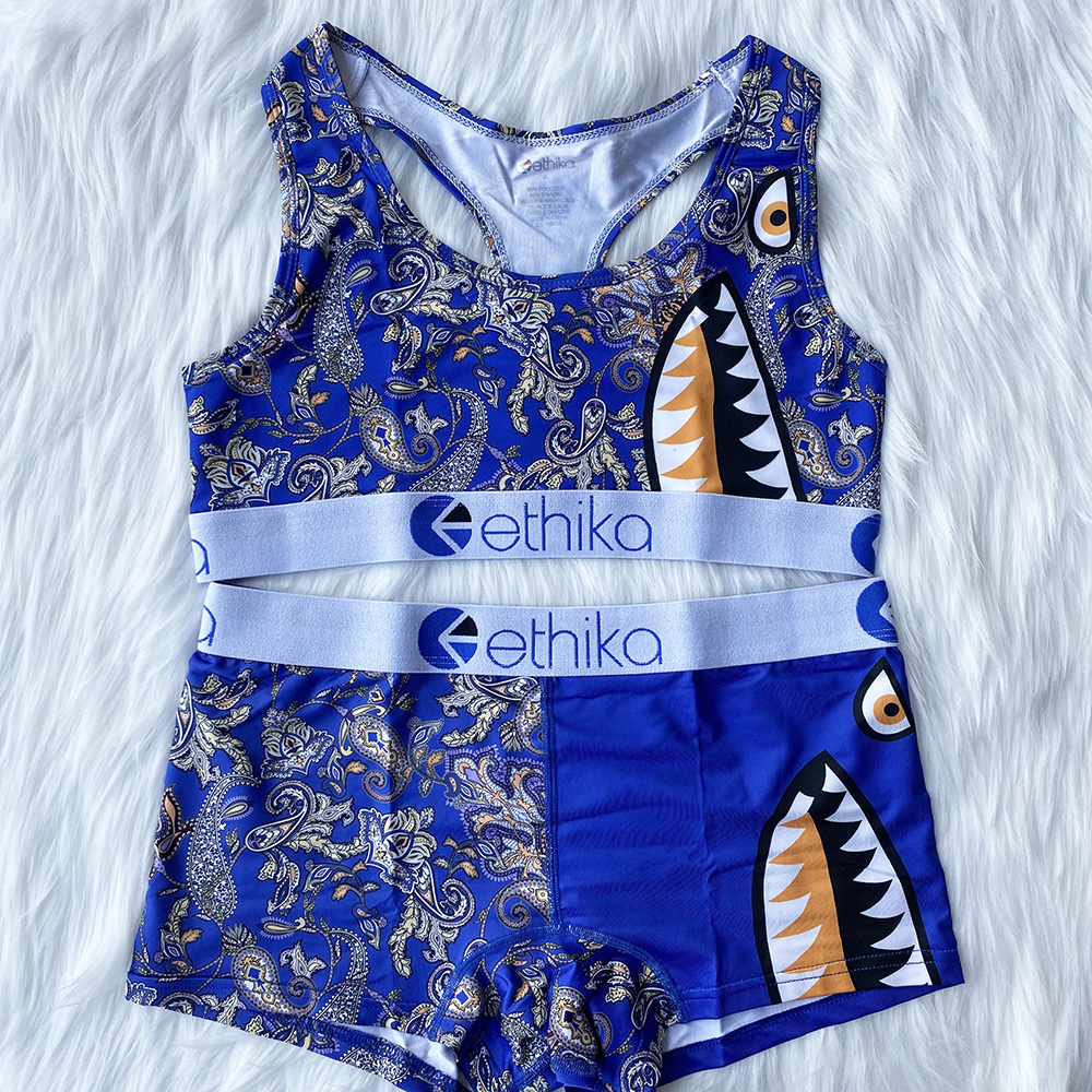 

12 Styles Ethika Women Tracksuits Designer Swimsuit Crop Top Vest + Swim Shorts Trunks Boxers 2 Piece Set Tracksuit Patchwork Shark Camo Swimwear (Color can be selected), Customize