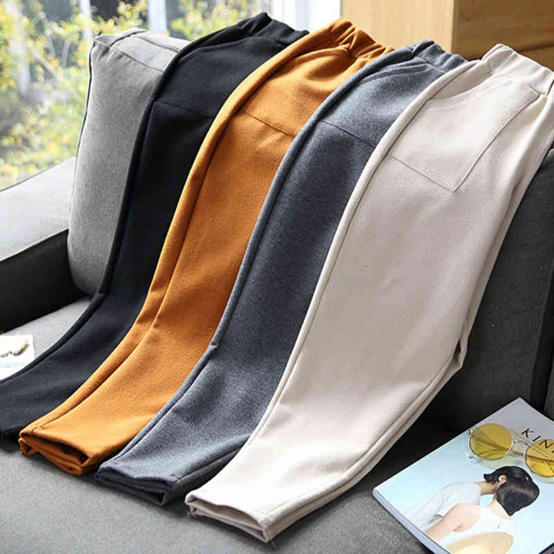 

Women's Pants & Capris Korean Winter Women Harem Wool Female Spring Autumn Casual High Waist Loose Woolen Trousers Pantalon Femme, Khaki