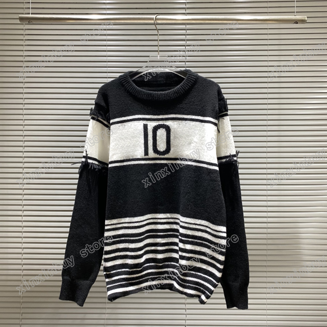 

21ss Designers Sweaters luxury Mens Womens stripe embroidery jacquard letter Man Paris Fashion Tee Top Quality Tees Street long Sleeve luxur, White;black