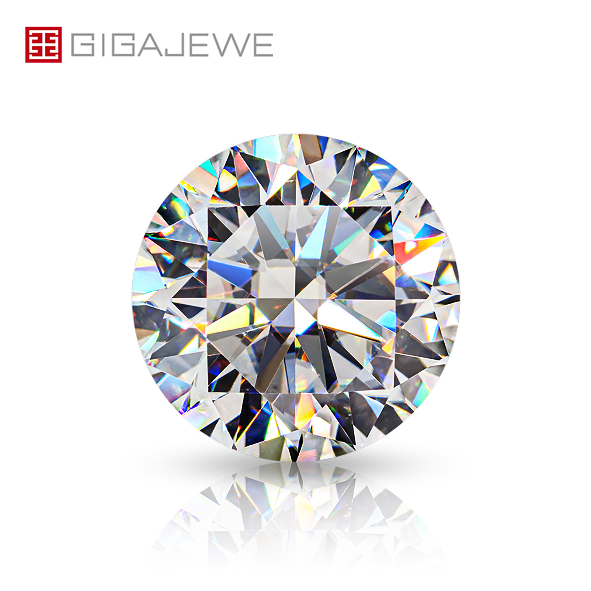 

GIGAJEWE White D Color 0.5-3.0ct 10 Hearts and Arrows Round Cut Loose Moissanite Diamond For Jewelry Making